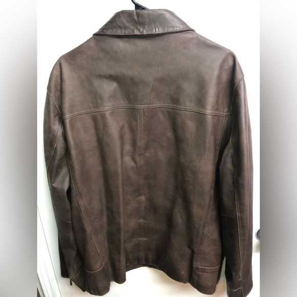 Used Men’s Kenneth Cole Reaction Leather Jacket Size XL Brown 8B1541 Goat Crunch - Picture 3 of 7
